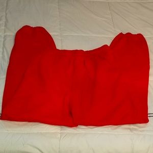 Bright red sweatpants